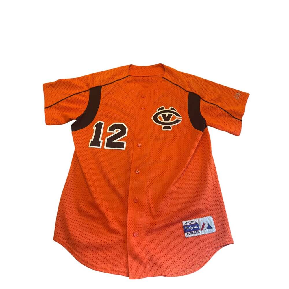 Majestic Athletic Orange Mesh Baseball Jersey Number 12